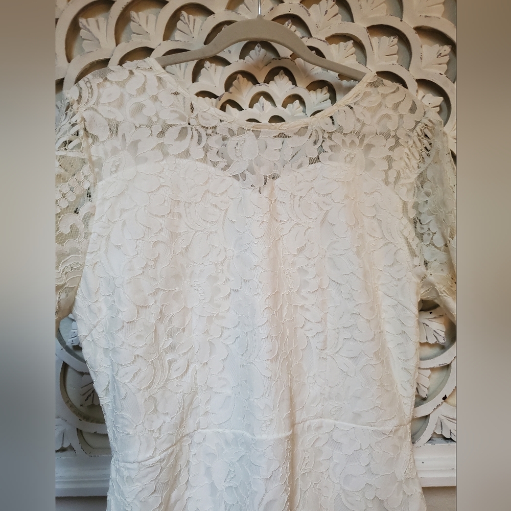 NWT MSLG Rehearsal Dinner Floral White Lace Dress XXL - Picture 6 of 16